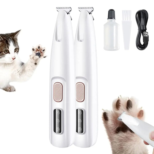 2024 Upgrade Pet Micro Precision Trimmer Multifunctional Pet Hair Clippers for Grooming with LED Light Low Noise Waterproof Rechargeable Pet Paw Trimmer for Pet Paws Ears Rump Face Eyes(2 Set)